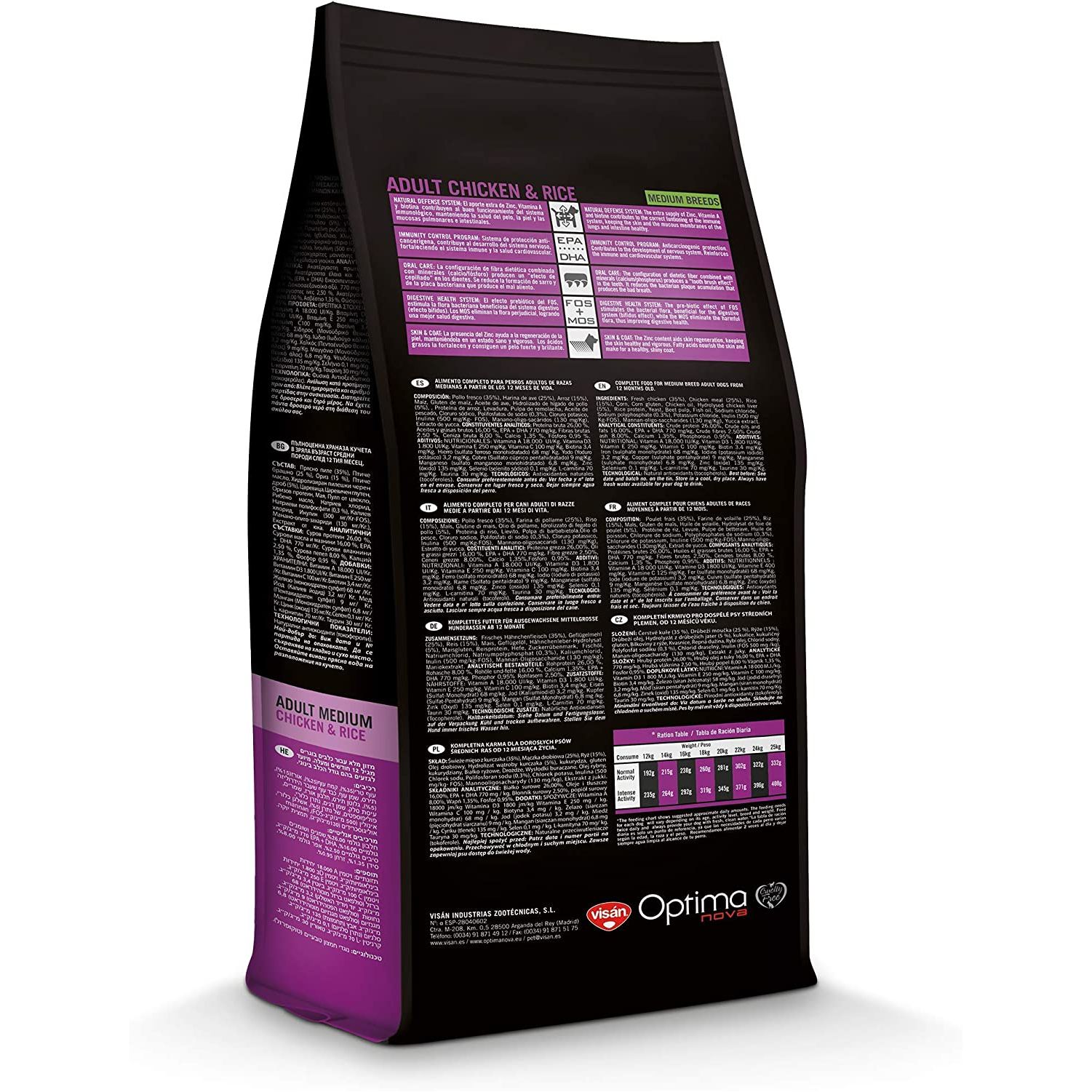 OPTIMA NOVA ADULT MEDIUM POLLO ARROZ 2 KG. - Imagen 2